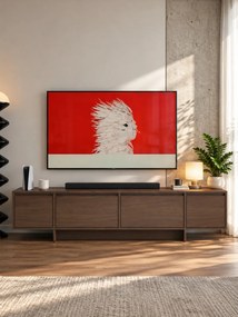 Dulap TV cu patru uși Zolia 180 cm na cokole - nuc elegant