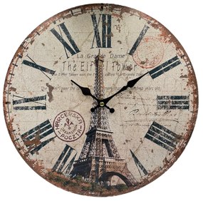 Ceas de perete Tour Eiffel 34cm, Lemn