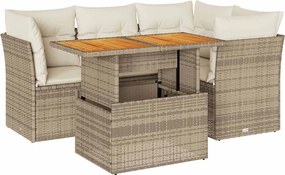 vidaXL Set canapele de grădină cu perne, 5 piese, bej, poliratan