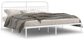 376656 vidaXL Cadru de pat metalic cu tăblie, alb, 200x200 cm