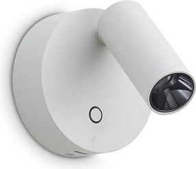 Aplica cu reader LED directionabil USB-C ELF AP BIANCO