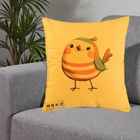 Perna Decorativa Pui Kawaii Pastel Dungat, 40x40 cm, Galben, Husa Detasabila, Perna Inclusa, BEKZ®