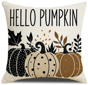Husa pentru perna HELLO PUMPKIN 45x45 cm, bej