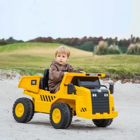 AIYAPLAY Excavator de Călărit cu Licență, cu Telecomandă, Tractor pentru Copii cu Cupă, Lopată, Muzică, Difuzor, Faruri, 110x70.5x61.5 cm, Galben