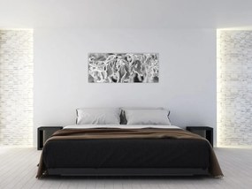 Tablou - Frunze înghețate,alb-negru (120x50 cm)