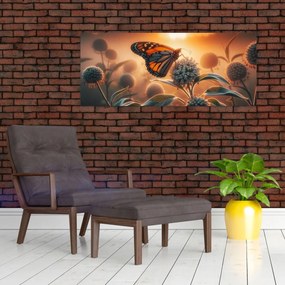 Tablou – Fluture în soare apunând (120x50 cm)