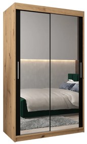 Dulap de haine 120 cm Toki 3 (stejar artisan + negru mat). 1065064