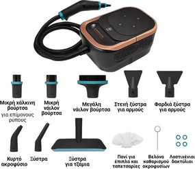 Curatator cu aburi Oliver Voltz OV51002B, 1500W, 4 bar, 1.25 l, 6 trepte, Dezinfectie, Accesorii, Negru