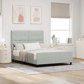 vidaXL Cadru de pat, gri deschis, 140x190 cm, catifea