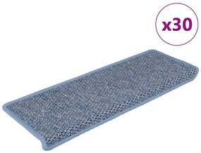 vidaXL Covorașe scări autoadezive, 30 buc. albastru 65x21x4 cm, sisal