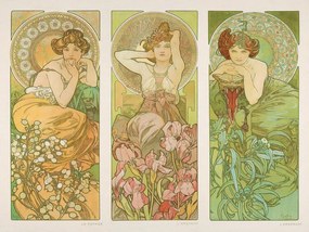 Reproducere Topaz, Amethyst & Emerald (Three Beautiful Art Nouveau Ladies) - Alphonse / Alfons Mucha