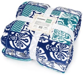 Pătură imitație blăniță 4Home Flowers, albastru, 150 x 200 cm