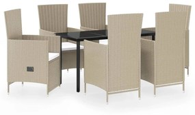 Set mobilier pentru gradina cu perne, 7 piese, bej Bej, 7