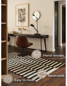Covor negru-alb reversibil/țesut manual din lână 160x230 cm Donna – Hanse Home