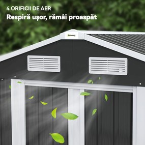 Outsunny Șopron de Grădină din Oțel cu 2 Uși Glisante, Negru, 2,6 m² | Aosom Romania