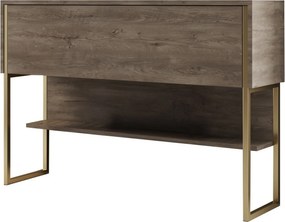 Consola LUXE, stejar canyon/auriu, PAL melaminat/metal, 120x30x80 cm