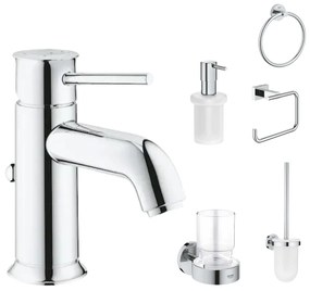 Set baterie lavoar Grohe Start Classic si accesorii baie Grohe Essentials, crom