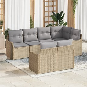 Set canapea grădină vidaXL 7 piese cu perne Bej Ratan Poli