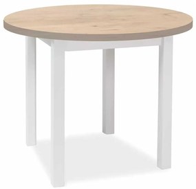 Masă de bucătărie Adam - 80 cm diametru, stejar lancelot / alb