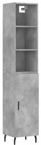 3189657 vidaXL Dulap înalt, gri beton, 34,5x34x180 cm, lemn prelucrat
