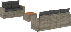 vidaXL Set mobilier grădină cu perne, 6 piese, gri, poliratan