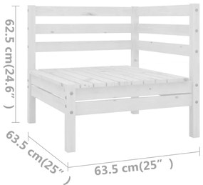 Set mobilier de gradina, 4 piese, alb, lemn masiv de pin Alb, 1