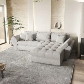 Colțar extensibil dumonde cu ladă de depozitare si sezut confortabil din spuma high-density, Loana Euphoria Dove II 270x185 cm