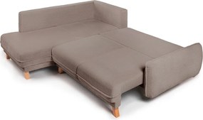 Colțar taupe extensibil/cu spațiu de depozitare cu tapițerie din catifea reiată (cu colț pe partea dreaptă/în formă de ”L”) Tori – Bonami Selection