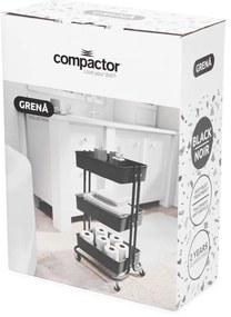 Etajeră cu roți neagră din plastic 43x36 cm Grena – Compactor