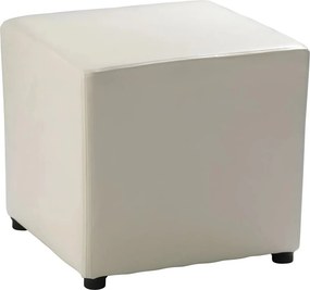 Taburet NIKI NEW, alb, piele ecologica, 36x36x36 cm