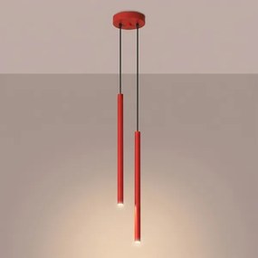 Sollux SL.2142 - Lampă suspendată pe cablu PASTELO 2xG9/8W/230V roșu
