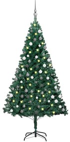 vidaXL Brad Crăciun pre-iluminat cu set globuri, verde, 120 cm, PVC