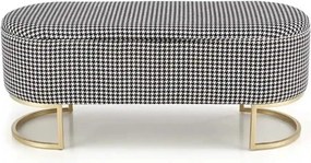 Bancheta HARMONY, negru/alb/auriu, stofa clasica/otel, 105x40x42 cm