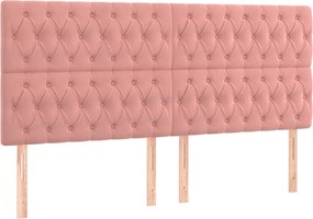 vidaXL Tăblie de pat roz 180x7x118/128 cm catifea