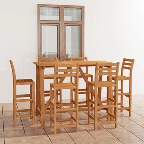 Set mobilier bar de exterior, 7 piese, lemn masiv de acacia 7