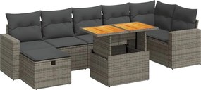 vidaXL Set canapea de grădină cu perne, 5 piese, poliratan/lemn acacia