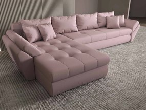 Colțar extensibil dumonde cu ladă de depozitare si sezut confortabil din spuma high-density, Loana XL Enjoy Flamingo 335x185 cm