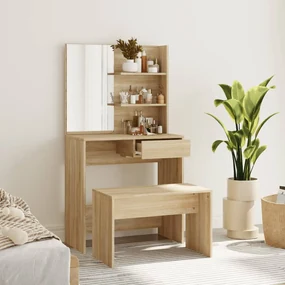 3114141 vidaXL Set măsuță de toaletă, stejar sonoma, 74,5x40x141 cm