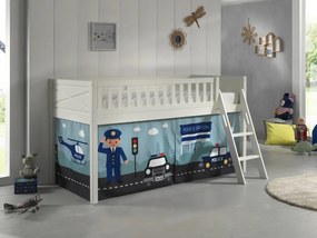 Set SCOTT este format din Pat copiiul de dormit înalt și perdeaua de joc POLICE.