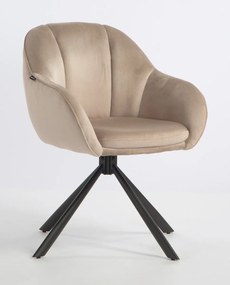 HR2055 BAZĂ STEA Scaun Latte din Catifea cu Bază Neagră