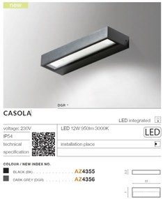 Aplica LED de exterior ambientala IP54 CASOLA NEGRU