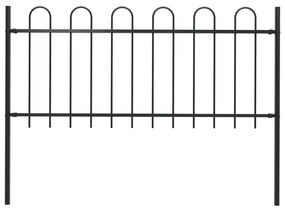 Gard de gradina cu varf curbat, negru, 1,7 m, otel 1, 1 m, 1.7 m
