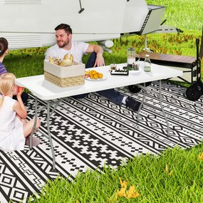 Outsunny Masă de Camping Pliabilă cu Mâner, Cadru Metalic și Blat din Plastic, 180x74x74 cm, Alb | Aosom Romania
