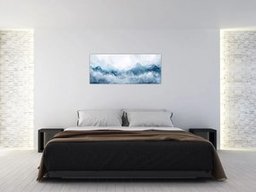 Tablou - Nori și valuri, acuarelă (120x50 cm)