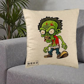 Perna Decorativa Zombie Halloween, 40x40 cm, Bej, Husa Detasabila, Perna Inclusa, BEKZ®