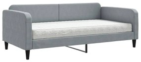 3196803 vidaXL Pat de zi cu saltea, gri deschis, 100x200 cm, textil
