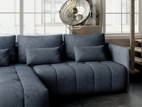 Colțar extensibil dumonde cu ladă de depozitare si sezut confortabil din spuma high-density, Malta Enjoy Antracit 235x185 cm