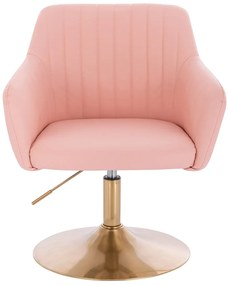HC190N Scaun Roz din Piele Ecologica cu Bază Aurie