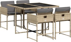 vidaXL Set mobilier pentru grădină, 5 piese, cu perne, bej, poliratan