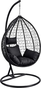 Fotoliu suspendat negru KOKON CARLO cu suport